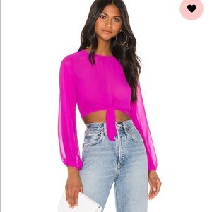 Superdown Jemma tie front shirt in fuschia pink